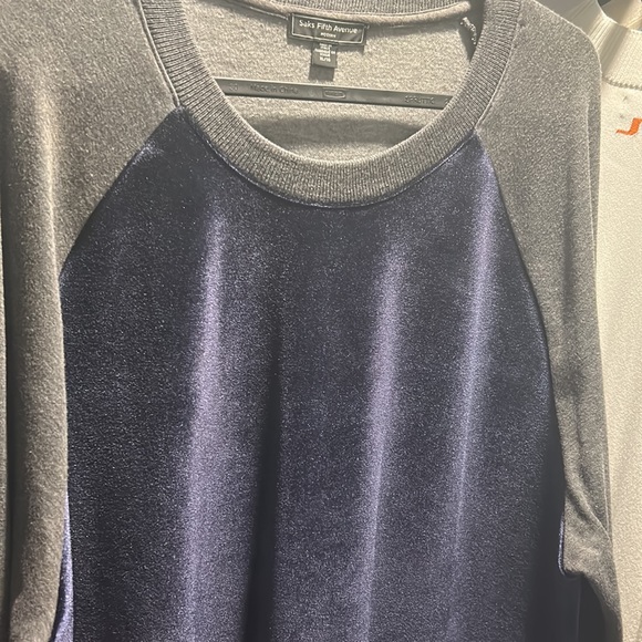 Saks Fifth Avenue Velvet Velour Crewneck Sweater - Picture 2 of 4